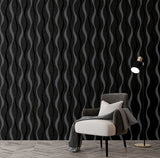 Tazz Black by Arthouse Ribbons Wallpaper – Brewster Home Fashions AH924502