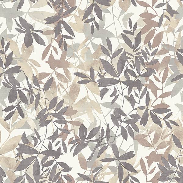 Georgianna Neutral Botanical Leaves Wallpaper by Arthouse for Brewster Home Fashions, room scene