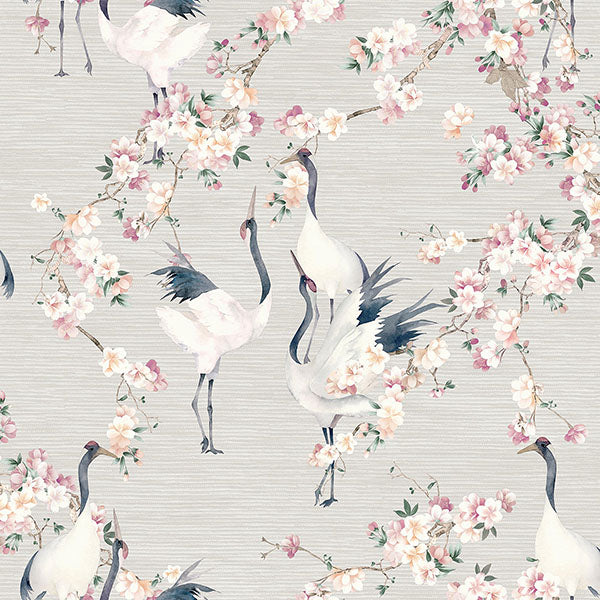 Harumi Light Grey Blossom Wallpaper room scene