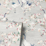 Harumi Light Grey by Arthouse Blossom Wallpaper- Brewster Home Fashions AH924800