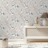 Harumi Light Grey by Arthouse Blossom Wallpaper- Brewster Home Fashions AH924800