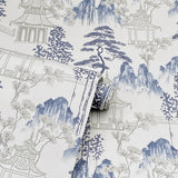 Akio Blue by Arthouse Pagoda Wallpaper – Brewster Home Fashions AH924803