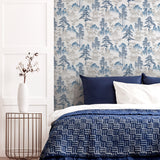 Akio Blue by Arthouse Pagoda Wallpaper – Brewster Home Fashions AH924803