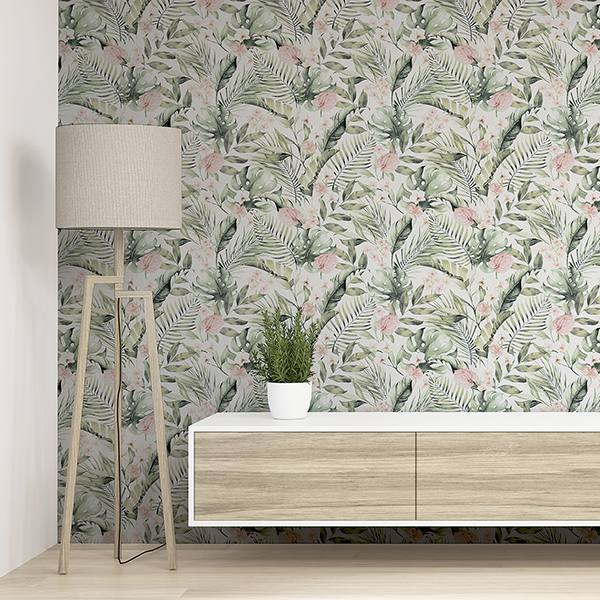 Harrietta Green by Arthouse Tropical Floral Wallpaper – Brewster Home Fashions AH924906