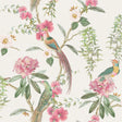 Celine Pink Courtyard Garden wallpaper by Arthouse with tropical birds and florals