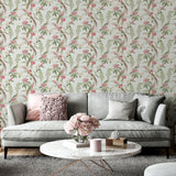 Celine Pink by Arthouse Courtyard Garden Wallpaper – Brewster Home Fashions AH924907