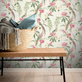 Celine Pink by Arthouse Courtyard Garden Wallpaper – Brewster Home Fashions AH924907