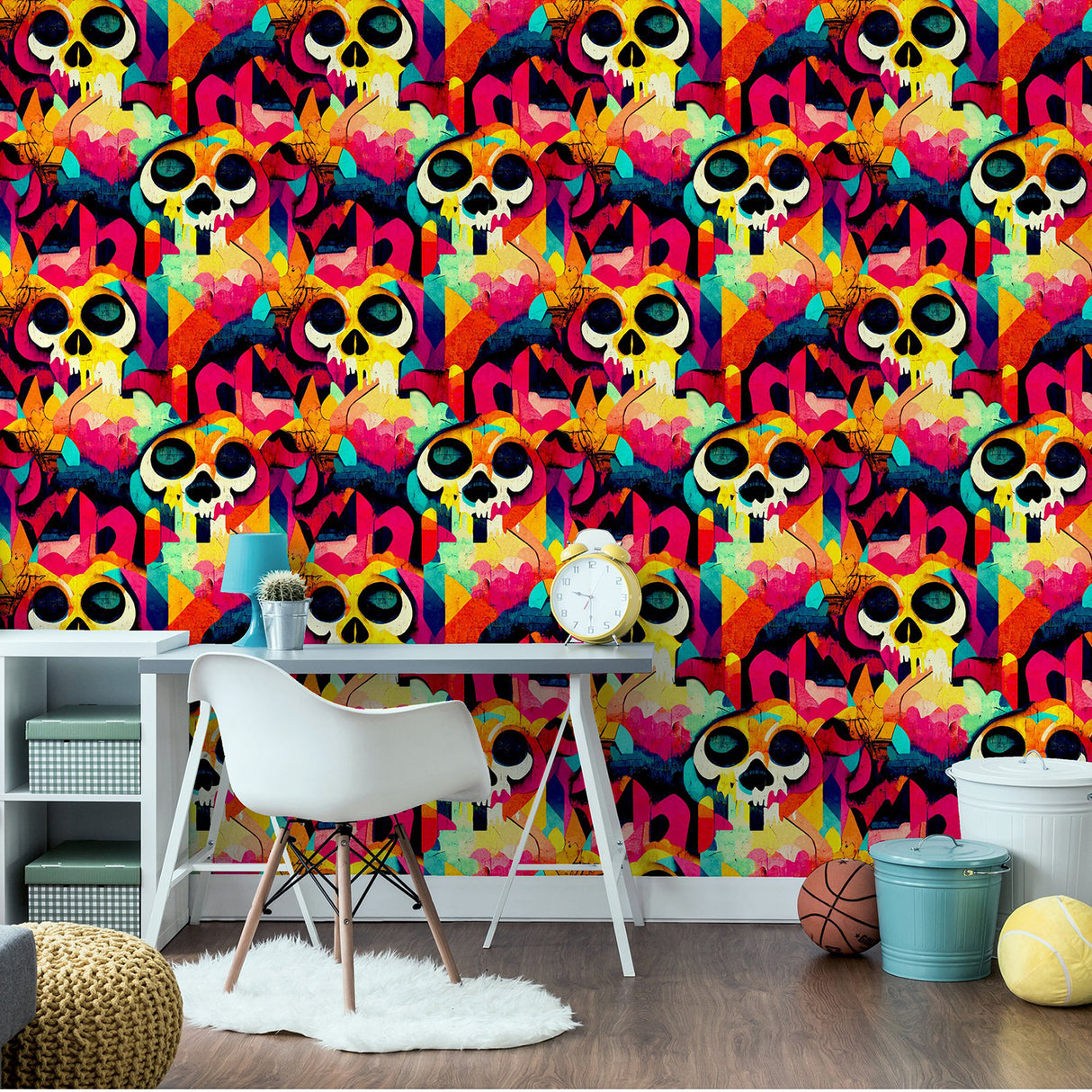 Millicent Multicolor by Arthouse Skull Wallpaper – Brewster AH925107
