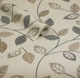 Sylvie Neutral by Arthouse Leaf Trail Wallpaper – Brewster Home Fashions AH925405