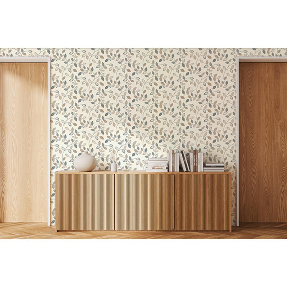 Sylvie Neutral by Arthouse Leaf Trail Wallpaper – Brewster Home Fashions AH925405