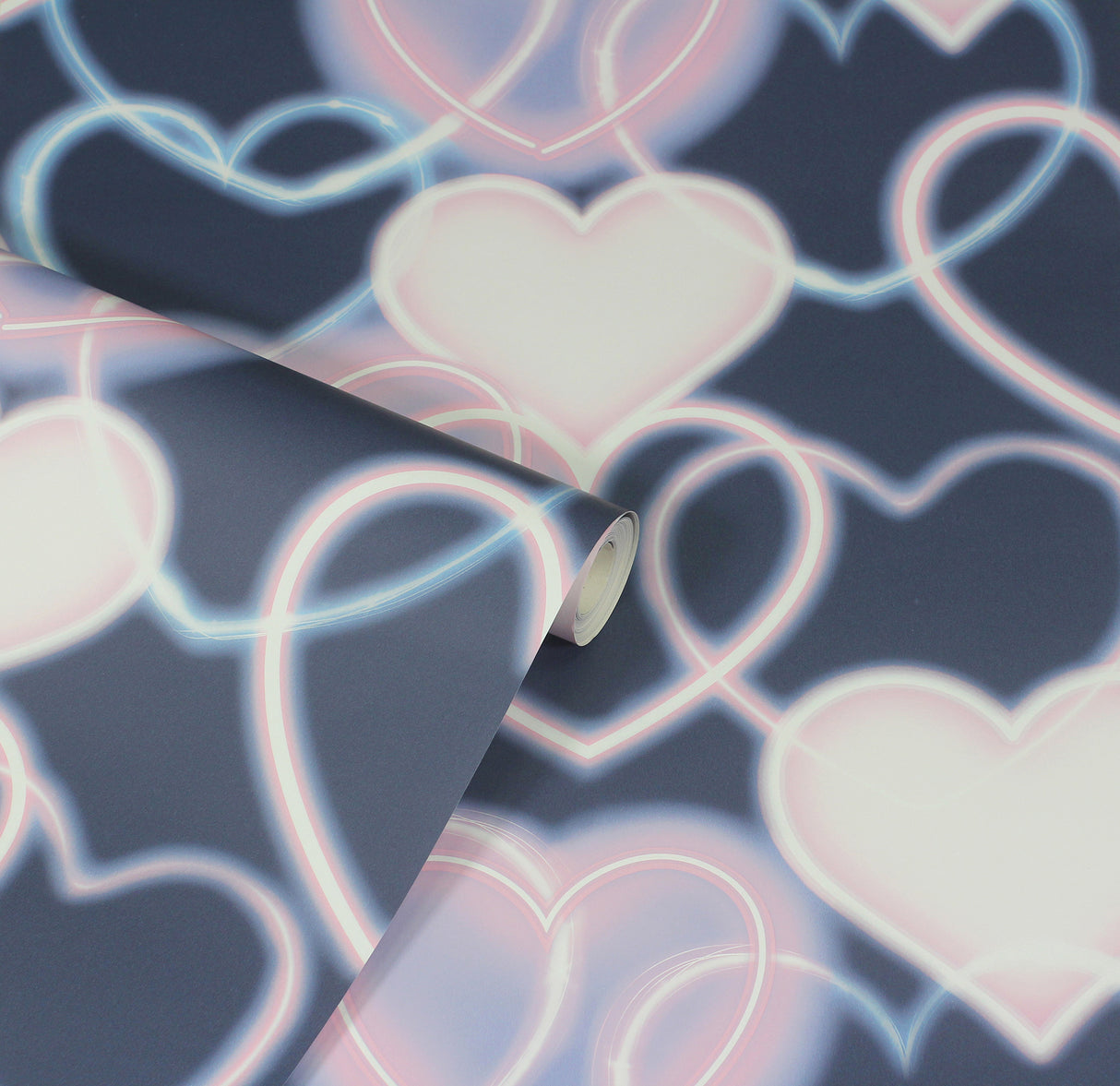Effie Navy Neon Heart by Arthouse Wallpaper – Brewster Home Fashions AH925605