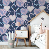 Effie Navy Neon Heart by Arthouse Wallpaper – Brewster Home Fashions AH925605