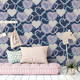 Effie Navy Neon Heart by Arthouse Wallpaper – Brewster Home Fashions AH925605