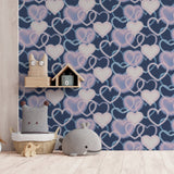 Effie Navy Neon Heart by Arthouse Wallpaper – Brewster Home Fashions AH925605