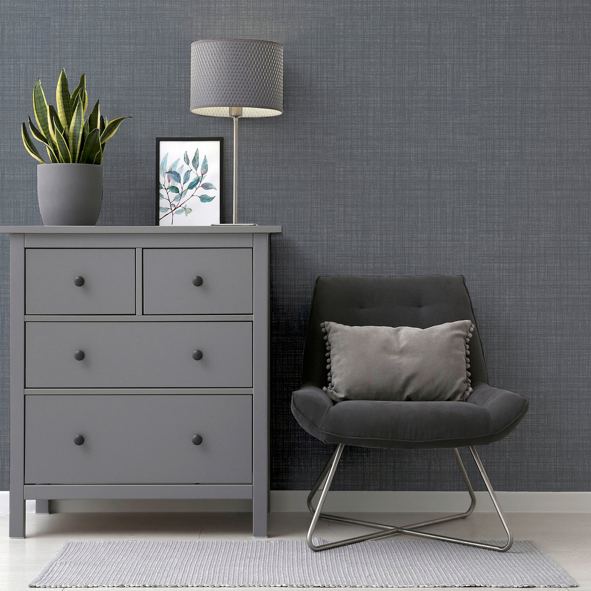 Rafe Grey by Arthouse Woven Texture Wallpaper – Brewster Home Fashions AH946006