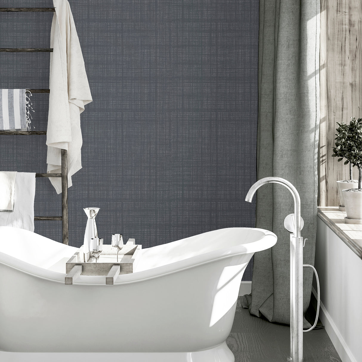 Rafe Grey by Arthouse Woven Texture Wallpaper – Brewster Home Fashions AH946006