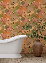Bohemian Walk Terracotta Peel & Stick Wallpaper with Bohemian Tree Motif - AHS4711