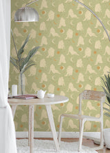 Nudes Sage Peel & Stick Wallpaper with Feminine Silhouette and Celestial Motif - Brewster AHS4716