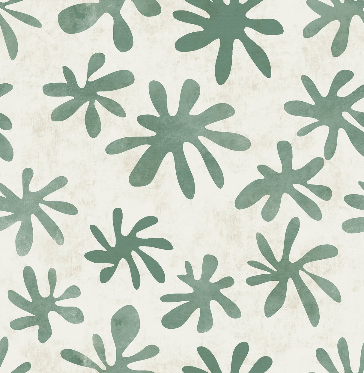Field of Flowers Green Peel & Stick Wallpaper with Bohemian Botanical Pattern - NuWallpaper AHS4717