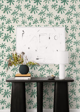 Field of Flowers Green Peel & Stick Wallpaper with Bohemian Botanical Pattern - NuWallpaper AHS4717