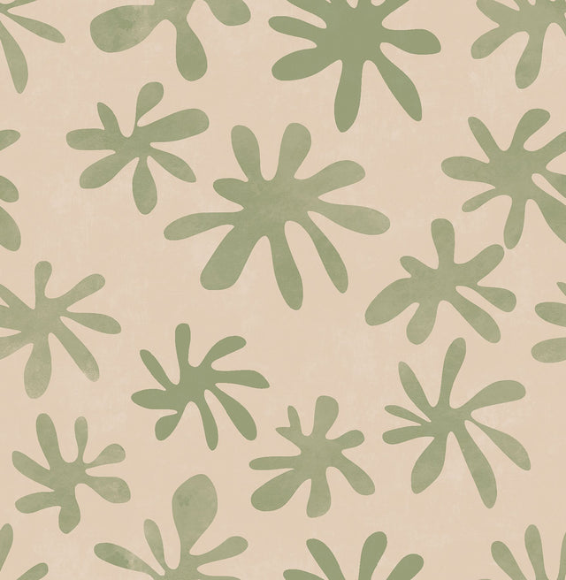 Field of Flowers Blush & Sage Peel & Stick Wallpaper with Bohemian Botanical Floral Pattern - NuWallpaper AHS4718