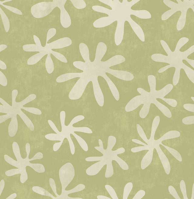 Field of Flowers Sage Peel & Stick Wallpaper with Bohemian Botanical Floral Pattern - NuWallpaper AHS4719