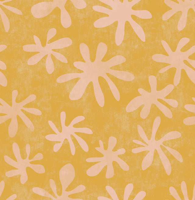Field of Flowers Orange Peel & Stick Wallpaper with Bohemian Floral Motif - NuWallpaper AHS4720