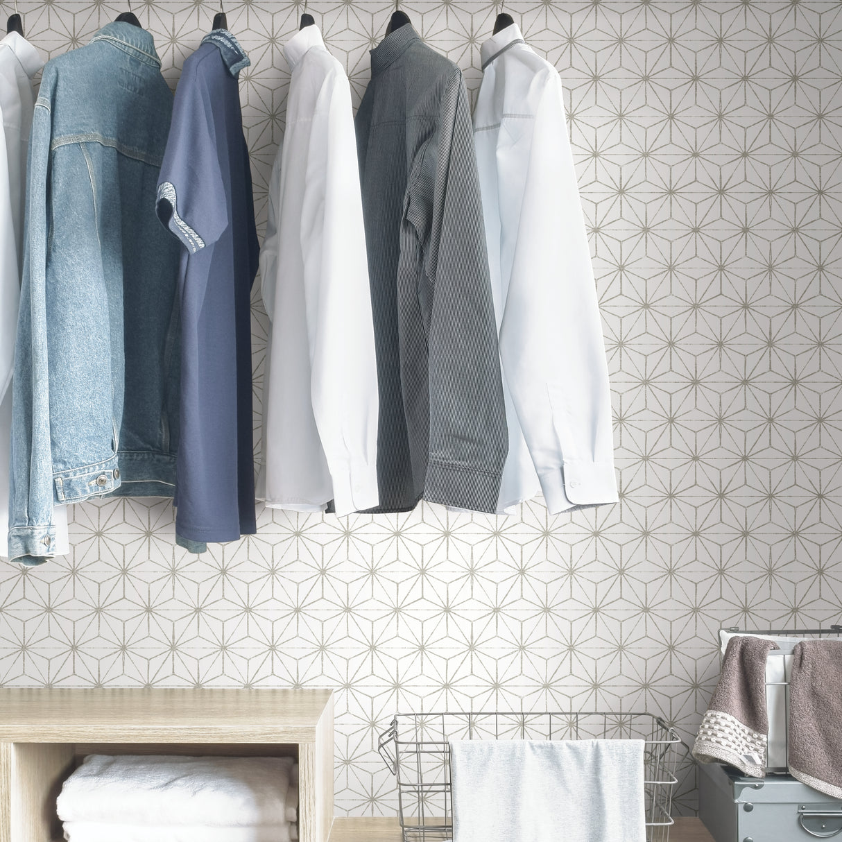 Starlet Grey Peel and Stick Wallpaper by InHome WallPops Collection, 20.5in x 18ft Straight Match - ARW4230