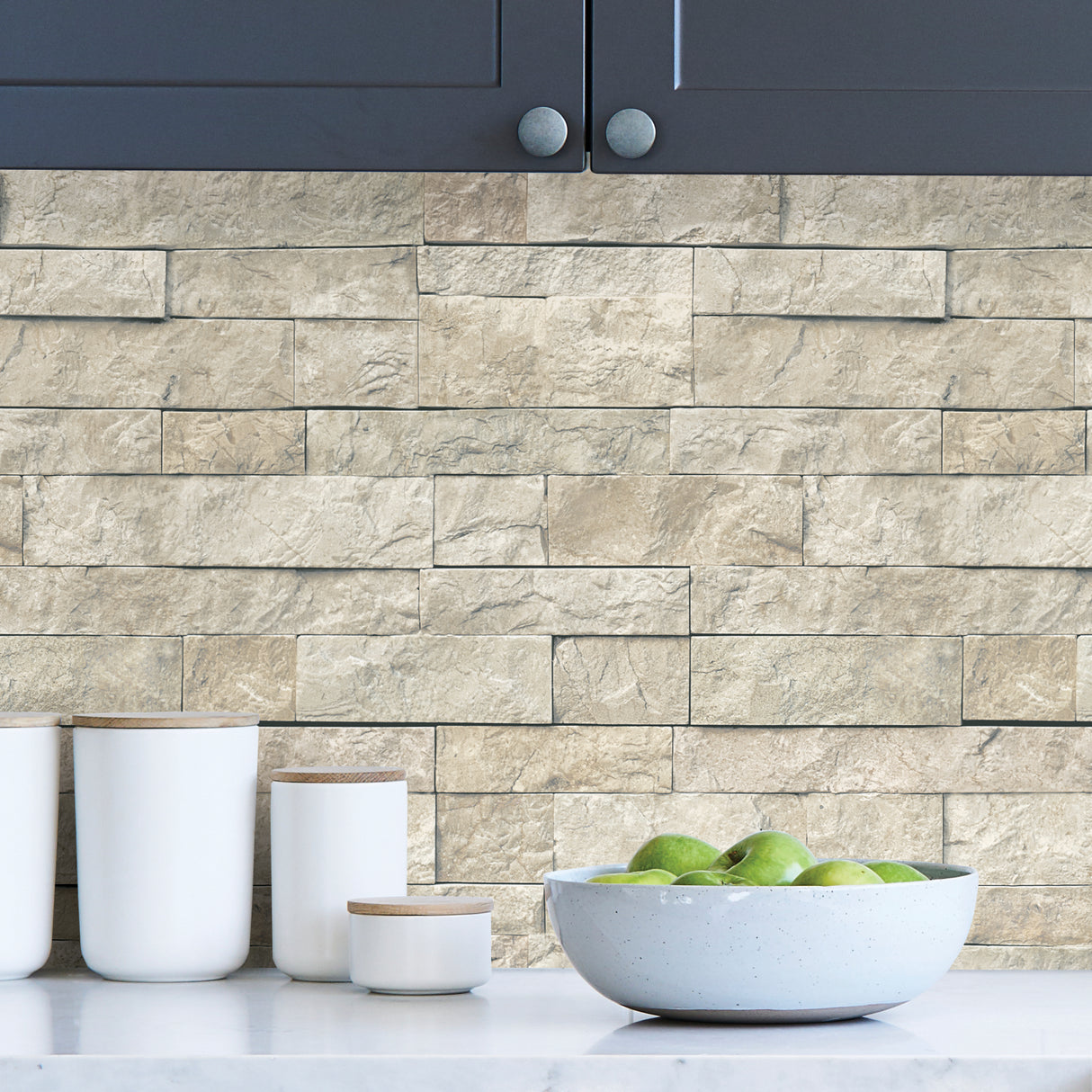 Colonial Stone Stone by InHome Traditional Peel and Stick Realistic Slate Inspired Fully Removable Vinyl Wallpaper Perfect for DIY - ARW4231