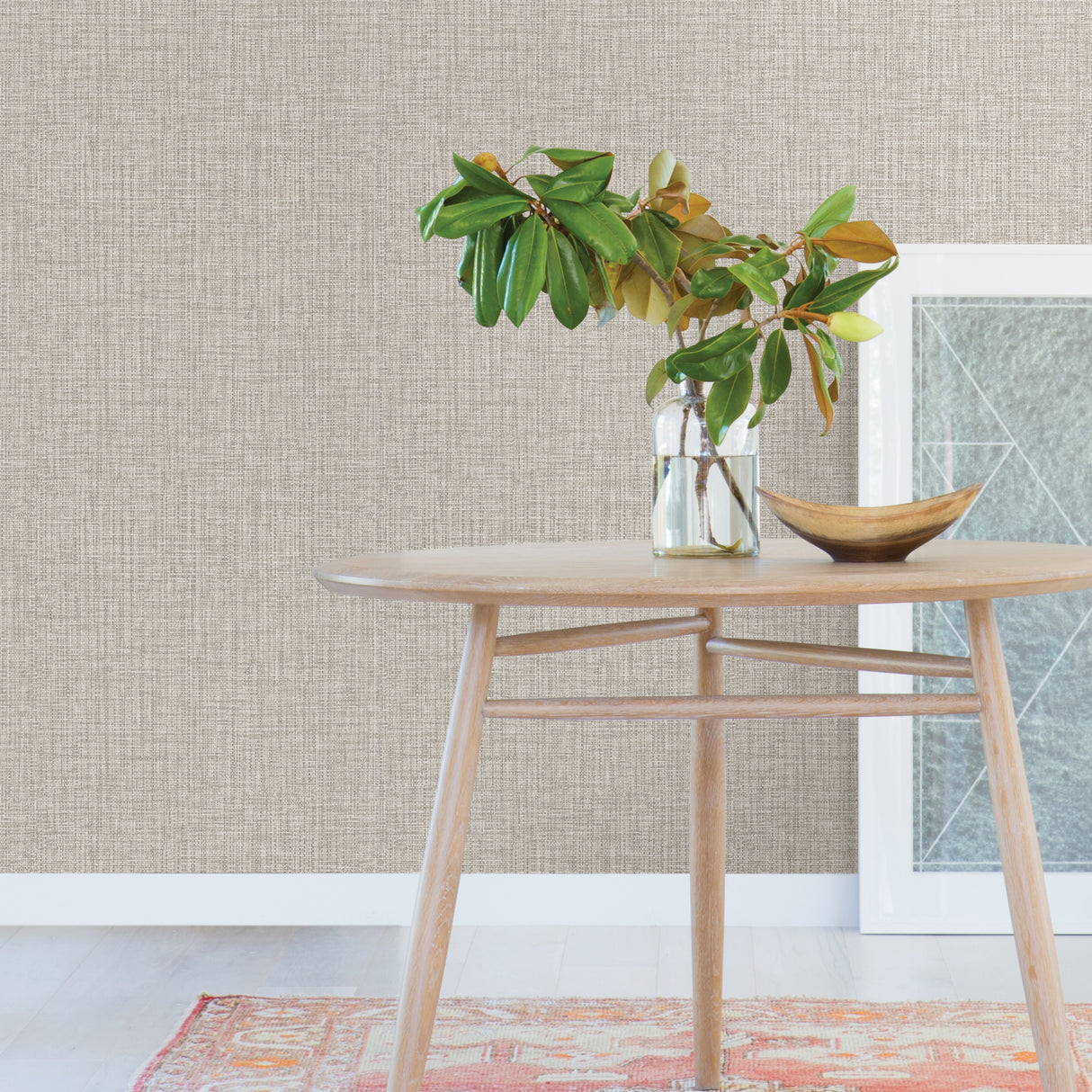 HolLand Linen Taupe by InHome Peel and Stick Wallpaper Roll, 20.5 in Wide x 18 ft Long, Approx. 30.8 sq ft Coverage, Made in USA - ARW4234