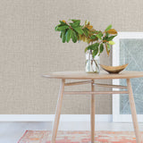 HolLand Linen Taupe by InHome Peel and Stick Wallpaper Roll, 20.5 in Wide x 18 ft Long, Approx. 30.8 sq ft Coverage, Made in USA - ARW4234