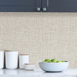 HolLand Linen Taupe by InHome Peel and Stick Wallpaper Roll, 20.5 in Wide x 18 ft Long, Approx. 30.8 sq ft Coverage, Made in USA - ARW4234