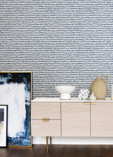 Mystical Navy Peel & Stick Wallpaper White and Navy Abstract Polka Dot Geometric - ARW4236