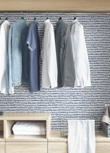 Mystical Navy Peel & Stick Wallpaper White and Navy Abstract Polka Dot Geometric - ARW4236