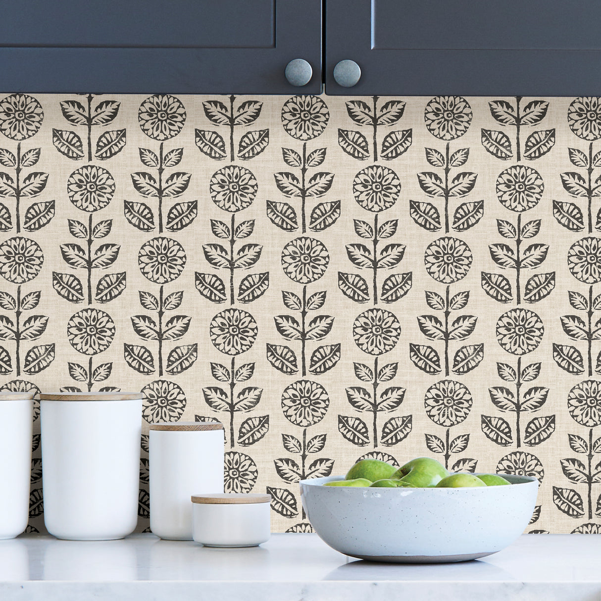 Eliza Charcoal by InHome Peel and Stick Wallpaper, 20.8 in Wide x 18 ft Long, Straight Match, About 31.2 Square Feet Coverage - ARW4245