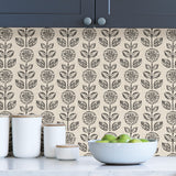 Eliza Charcoal by InHome Peel and Stick Wallpaper, 20.8 in Wide x 18 ft Long, Straight Match, About 31.2 Square Feet Coverage - ARW4245
