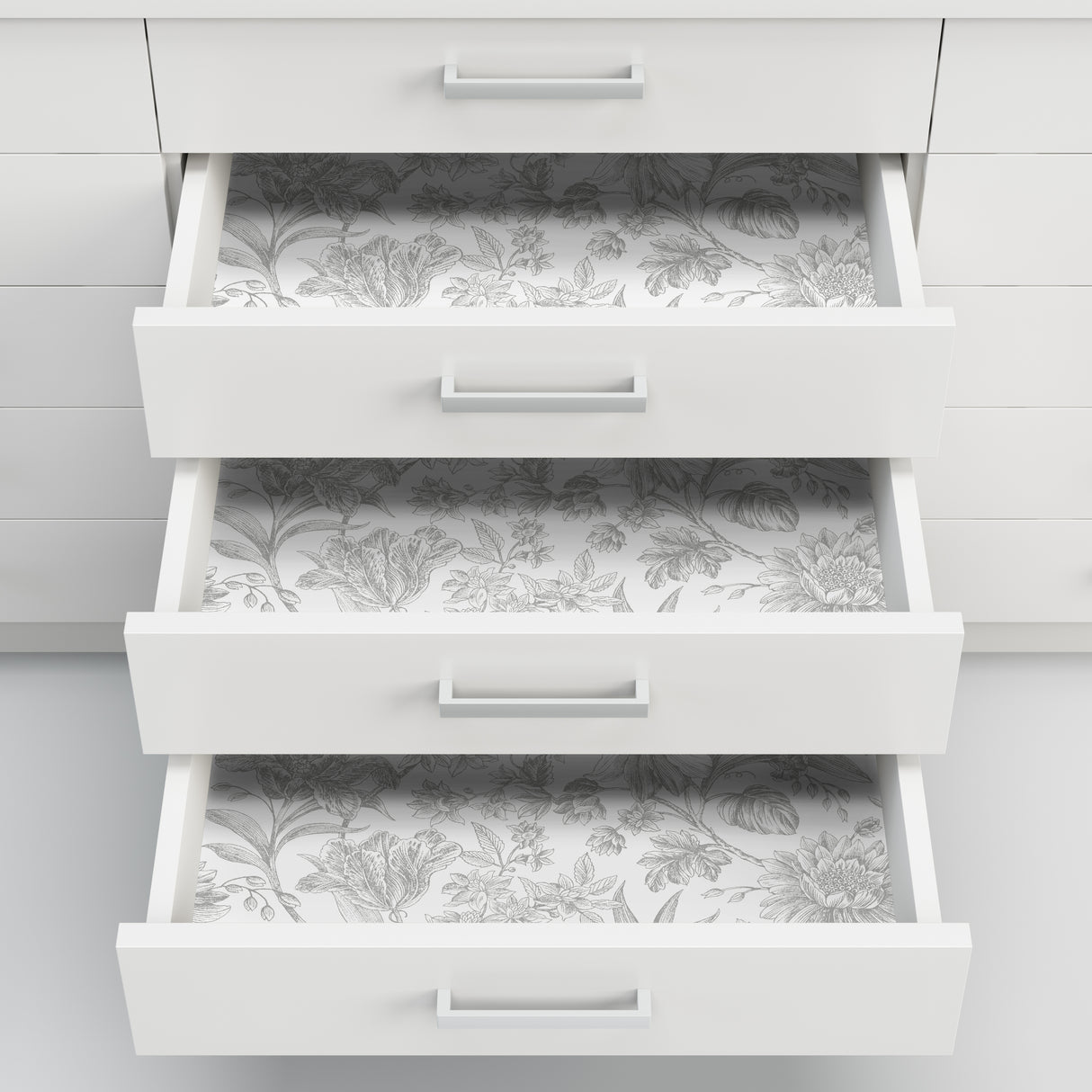 Ellis Silver by InHome Elegant Engraved Botanical Floral Peel and Stick Removable Wallpaper, 20.5 in W x 18 ft L, Covers 30.8 sq ft - ARW4246