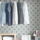 Orleans Blue by InHome Peel and Stick Wallpaper, 20.8 in x 18 ft, Straight Match Pattern, About 31.2 sq ft Coverage - ARW4247
