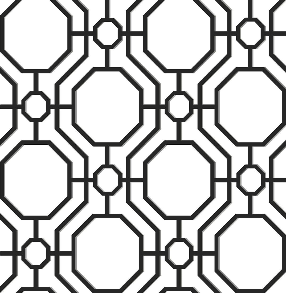Crawford Black & White Peel & Stick Wallpaper with Geometric Octagon Trellis - InHome ARW4248