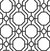 Crawford Black & White Peel & Stick Wallpaper with Geometric Octagon Trellis - InHome ARW4248