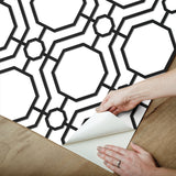 Crawford Black & White Peel & Stick Wallpaper with Geometric Octagon Trellis - InHome ARW4248