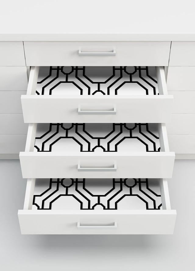 Crawford Black & White Peel & Stick Wallpaper with Geometric Octagon Trellis - InHome ARW4248