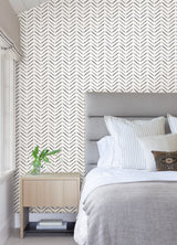 Black Chevron Black and White by InHome WallPops Easy Peel and Stick Removable Geometric Brushstroke Chevron Pattern Wallpaper Roll - ARW6113