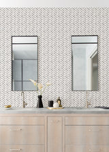 Black Chevron Black and White by InHome WallPops Easy Peel and Stick Removable Geometric Brushstroke Chevron Pattern Wallpaper Roll - ARW6113
