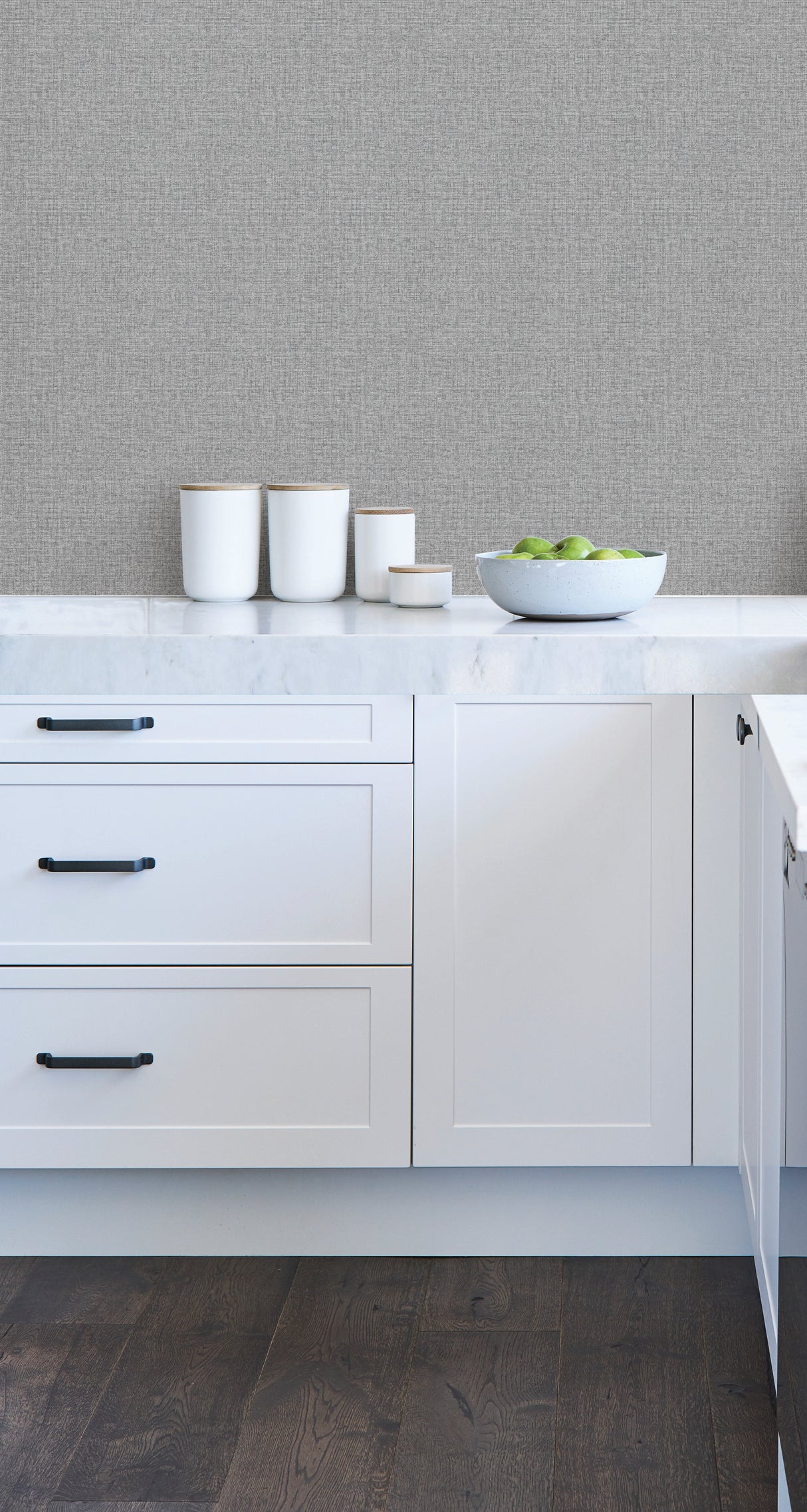Linen Grey Peel and Stick Wallpaper by InHome WallPops Collection, Straight Match, 20.5 in x 18 ft, Covers About 30.8 Square Feet ARW6114