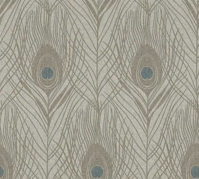 Prosperity Bronze Feather Wallpaper with Peacock Feather Motif - AS Creation AS369716
