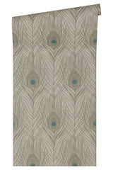 Prosperity Bronze Feather Wallpaper with Peacock Feather Motif - AS Creation AS369716