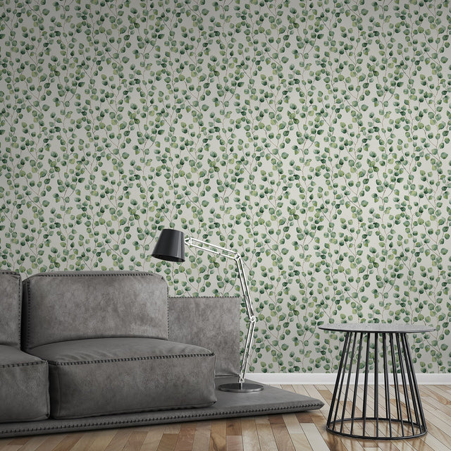 Hedera Green Painterly Vine Wallpaper