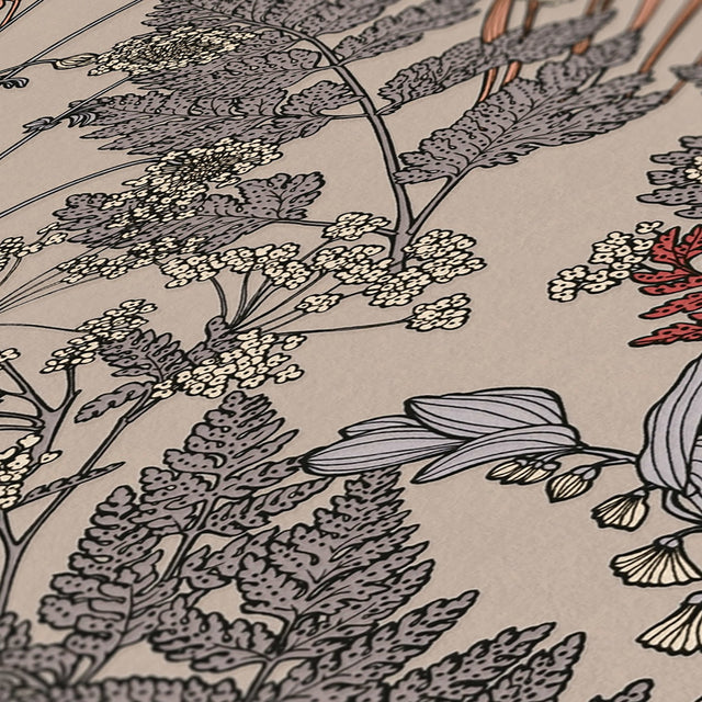 Ayla Neutral Wildflowers Wallpaper in Grey Botanical Bohemian Style - AS Creation AS377512