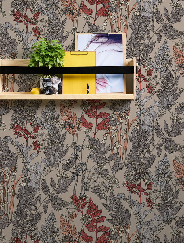 Ayla Neutral Wildflowers Wallpaper in Grey Botanical Bohemian Style - AS Creation AS377512